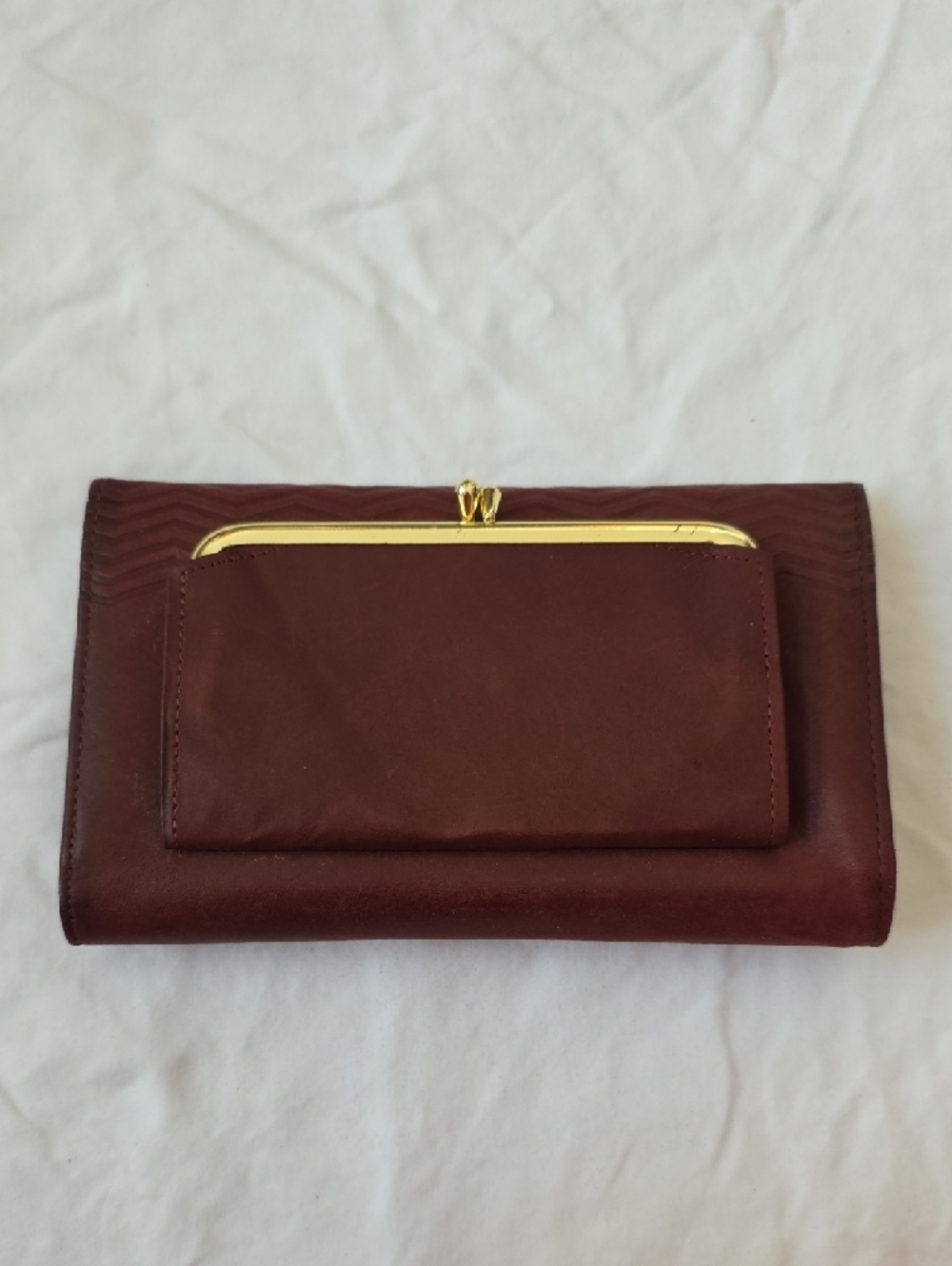 NWT Vintage Leather Prince Gardner Chevron-Textured Trifold Wallet Circa 1970s - Picture 2 of 7
